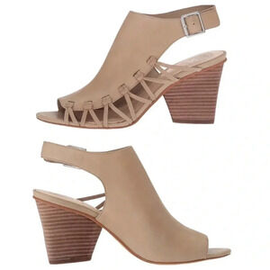 VINCE CAMUTO Akara Beige Leather Open Sling-back Sandal Size 7M